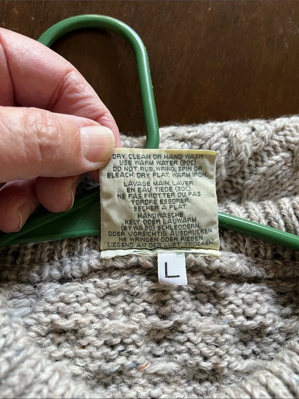 Classic Carraig Donn  
Cable-Knit Crewneck Sweater in Light Gray - Picture 9 of 9